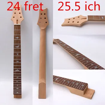 Dıy 24 Fret 25.5 İnç Elektro Gitar Boyun Maun + Gülağacı klavye El yapımı Bitmemiş