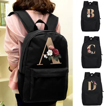 Mektup Çiçek Baskı Moda Sırt Çantası Seyahat Kadın Rahat Sırt Çantaları Kadın omuz çantaları Öğrenci okul çantası Genç Kızlar için