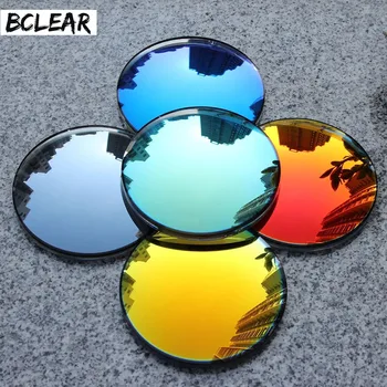 BCLEAR 1.49 endeksi Moda Renkli polarize Olmayan UV400 Ayna Yansıtıcı Güneş Gözlüğü Reçete Lensler Miyopi Güneş Gözlüğü Lens