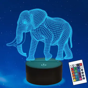 Fil Hediyeler, 3D Fil Gece Lambası Uzaktan Kumanda ile Çocuklar için 16 Renk Değişimi Noel Doğum Günü Hediyeleri Erkek Kız için