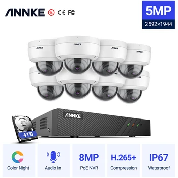 ANNKE H500 5MP 8CH HD Güvenlik Gözetleme Sistemi Dahili Mikrofon IP67 Açık Kapalı Su Geçirmez Gece Görüş Kamera Kiti