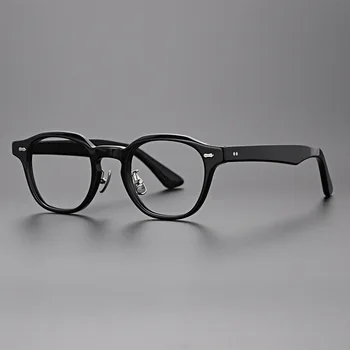 Japon Marka Asetat Kare Oval Gözlük Çerçeveleri Kaplumbağa Tasarımcı El Yapımı Gözlük Erkekler Retro Vintage Gözlük Kadın Gözlük