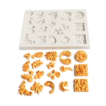 Avrupa Desen silikon kalıp DIY Kek Pişirme Dekorasyon Yumuşak Çömlek Alçı El Sanatları Barok Kabartmalı Desen silikon kalıp 0