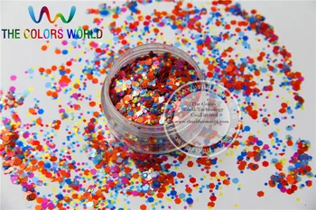 AG21-99 Mix Renkler Solvent Dayanıklı Glitter Altıgen Şekiller Payetler Oje Akrilik, DIY supplies1pack = 50g