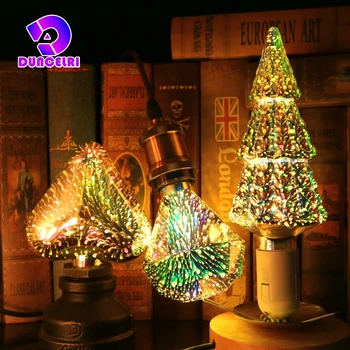 3D Dekorasyon LED Ampul E27 6 W 110 V 220 V Vintage Edison Ampul Yıldız Havai Fişek Lamba Tatil Gece Lambası Yenilik Noel Ağacı