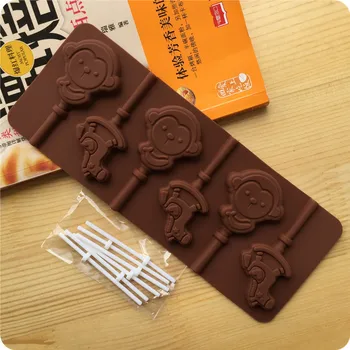Ahşap At Ve Maymun Formu Silikon Lolipop Kalıp Sevimli Şeker Çikolata Kalıpları Şekillendirici Araçları Kek Süslemeleri Tasarım D687