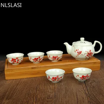 Çin Altı parça bir Takım Teaware Drinkware Çay Töreni çaydanlık seti saklama çantası Süzgeç Çay Fincanı Ev Seramik çay seti