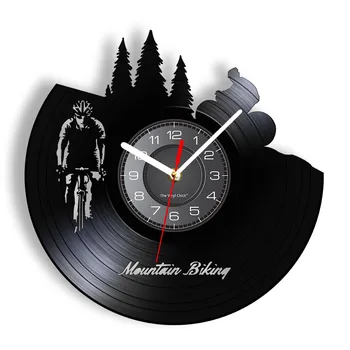 Dağ Bisikleti Vinil Kayıt duvar saati Freerider Biker Bisiklet Bisiklet Retro Timepiece Duvar Saati Seyahat Yürüyüş Macera Saati