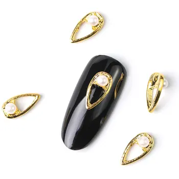 Yeni 10 adet kristal parlak inci tırnak taklidi alaşım Nail Art süslemeleri glitter DIY 3D CJE tırnak mücevheri kolye