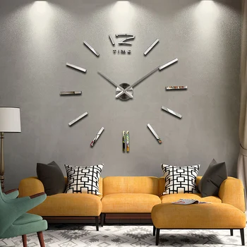 diy duvar saati oturma odası yeni akrilik quartz saat 3d saatler reloj de pared ev dekorasyon sıcak Metal duvar Sticker