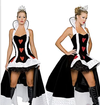 seksi Queen of Hearts kostüm kadın yetişkin fantezi Alice İn Wonderland parti cosplay fantezi seksi kostüm