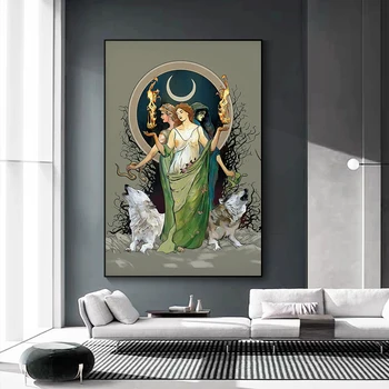 Gizemli Ay Tanrıçası Hekate Posteri duvar sanatı tuval yağlıboya Baskı Modern İskandinav Oturma Odası Ev Dekorasyon Duvar