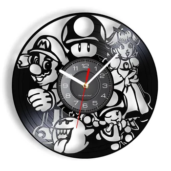 Video oyunu Inspired Vinil kayıt saati Prenses ve Bay Mario Sihirli Mantar Longplay Kayıt Duvar Saati Sessiz asılı dekorlar