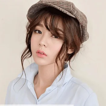 Kadın bere açık bahar Vintage şapka 6 renk ekose Kore tarzı bayanlar Retro kapaklar