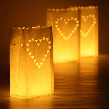 30 adet/grup kalp çay ışık tutucu Luminaria kağıt fener mum çanta Noel partisi açık düğün dekorasyon ıçin yeni