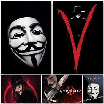 Klasik Hackerlar Film V Vendetta Hacker Maskesi Film Tema Maskesi Posterler Baskı Duvar Sanatı Resimleri Tuval Boyama Ev Odası Dekor