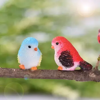4 Adet / takım Reçine Ev Süsleme Sevimli Küçük Kuşlar Hayvan Modeli Heykelcik Cam Dekor Minyatür Zanaat Bahçe DIY Aksesuarları