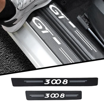 4cps araba sticker karbon fiber doku kumaş eşik koruma Peugeot 3008 İçin GT Aksesuarları Araba Kapı Eşiği Eşik Şekillendirici