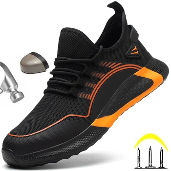 Erkekler İş Güvenliği Ayakkabıları Hafif Rahat İş Sneakers Erkek Yıkılmaz iş ayakkabısı Erkek Botları Hafif güvenlik botu 2022 Yeni