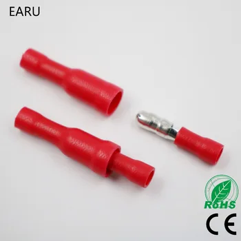 50 adet Kırmızı Erkek Kadın Bullet İzoleli Konnektör Sıkma Terminalleri elektrik kablosu Fişi FRD1. 25-156 FRD1-156 MPD1. 25-156 MPD1-156