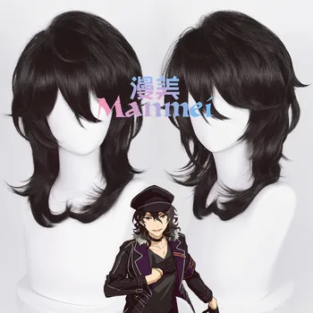 Oyun Anime topluluk yıldız Sakuma Rei 40 cm kısa siyah kıvırcık saç ısıya dayanıklı Cosplay peruk