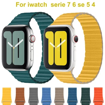 Deri döngü Kayışı apple saat bandı 40mm 44mm iwatch bileklik 41mm 45mm manyetik bilezik apple watch serisi için 6 se 5 4 3 7 8