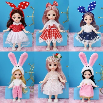 17cm Bjd oyuncak bebek giysileri Mini Sevimli Peluş Tavşan Kulak Bebek Elbise Etek Takım Elbise Moda oyuncak bebek giysileri Takım Elbise Çocuklar İçin DIY Kızlar Oyuncaklar