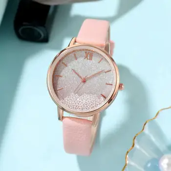 Moda kadın Saatler Quicksand Yuvarlak Renk Değiştiren Arama quartz saat Kol Saati Basit Kore Versiyonu Sevimli kuvars saatler