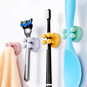 1 ADET Kendinden Yapışkanlı Silikon Kanca Dikişsiz Banyo Mutfak Duvar Kapı Askıları Punch-Ücretsiz Kanca Diş Fırçası Raf Banyo Gadgets