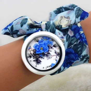 Shsby Yeni Tasarım Bayanlar Çiçek Bez kol saati Moda Kadın Elbise İzle Yüksek Kaliteli Kumaş Saat Tatlı kız çocuk saatleri