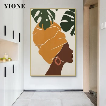 Afrika Ayçiçeği Kız Siyah Kadın Tuval Posterler İskandinav Figürü Boyama Duvar Sanatı Baskılar Resimleri Boho Dekorasyon Ev Dekor