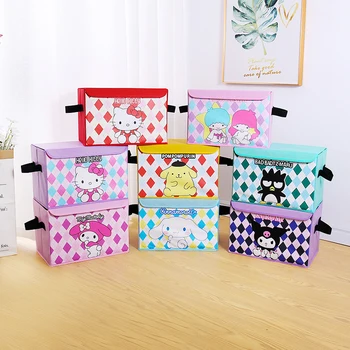 Anime Sanrio Hello Kittys saklama kutusu Kawaii Kuromi Benim Melodi Ofis Yatak Odası Katlanır Giyim Aperatifler Oyuncaklar Saklama kutusu Kızlar