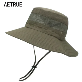 AETRUE Moda güneş şapkaları Erkekler Için Disket Hasır yazlık şapkalar Kadınlar Katı Balıkçılık Örgü Plaj Panama Sahil Kova Geniş şapka Kap
