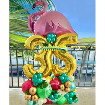 55 adet Yaz Hawaii Tema Parti Balon Seti Flamingo Doğum Günü Süslemeleri Gül Kırmızı Krom Altın Balon Globos Dekor Malzemeleri Oyuncaklar