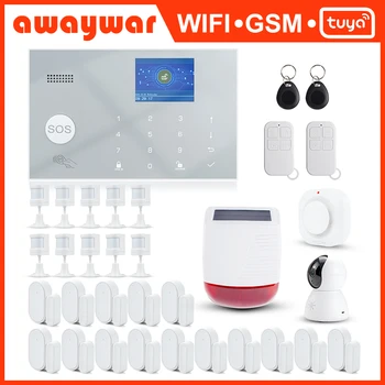 Awaywar Tuya Alarm Sistemi 433MHz Kablosuz WİFİ GSM RFID Güvenlik kiti APP Uzaktan Kumanda Hırsız Akıllı Ev PIR Kapı Dedektörü