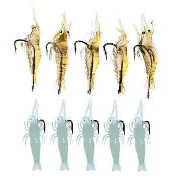 5 Adet 4cm Yem Yumuşak Karides Simülasyon Çim Karides Kanca İle Plastik Balık Kokusu Luring Etkisi İyi olta takımı Cazibesi Aksesuarları