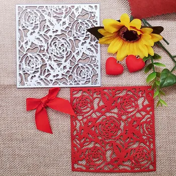 Yeni Metal Kesme Ölür Scrapbooking gül çiçek kare DIY Albümü Kağıt Kart Craft Kabartma şablon Ölür 100 * 100mm