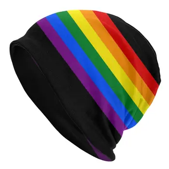 Eşcinsel Gurur Gökkuşağı Şerit Skullies Beanies LGBT Queer Şapkalar Vintage Kayak Erkek Kadın Kap Bahar Termal Elastik Kaput Örgü Şapkalar