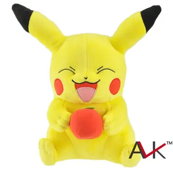 Anime 25 cm Gülümseyen Pikachu Apple peluş oyuncaklar Moda Karikatür Peluş Filmler ve TV Brinquedos