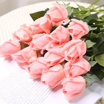 12 adet/grup Taze Güller Yapay Çiçekler Gerçek Dokunmatik Gül Çiçek Ev Dekorasyonu Düğün Parti Doğum Günü Hediyeleri İçin toptan