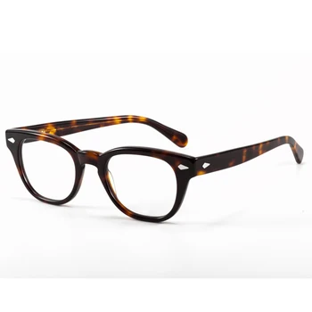 Yuvarlak El Yapımı Asetat Çerçeve Kadın Johnny Depp Gözlük Erkekler Marka Tasarımcısı Bilgisayar Gözlükleri Optik Gözlük Demi Miyopi