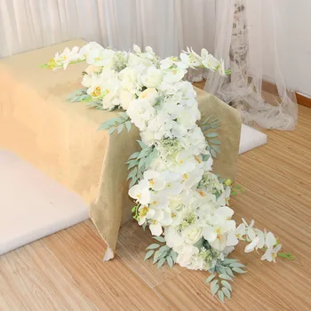 Simülasyon ortanca uzun masa çiçek ziyafet dekorasyon çiçek düğün düğün masa çiçek dekorasyonu sahne dükkanı dekorasyon
