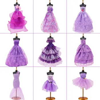 Barbie oyuncak bebek giysileri Mor Dantel düğün elbisesi + Aksesuarları Ayakkabı Parti Giyim Barbie BJD 1/6 Bebek Kız Oyuncak Hediye