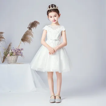 Dideyttawl Kısa Çiçek Kız Elbise Düğün Doğum Günü Partisi Çocuklar İçin Prenses Resmi Tül Genç Nedime Önlük İlk Communion