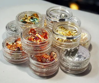 12 Kutu Altın Gümüş Bakır Nail Art Lehçe Glitter Folyo Madeni Pul Çip Çıkartmalar Çıkartmaları FOLYO GEVREĞİ SETİ 12 Plastik Kavanoz Gevreği 0