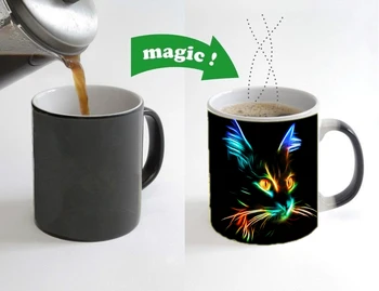 2020 Yeni Renkler Sihirli Kedi Kahve Kupa Renk Değiştiren Kupalar Bardak 110z Seramik Çay süt kupası Hediye