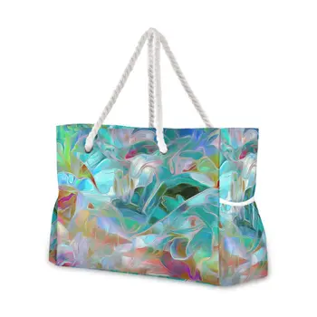 Yeni Bayanlar Plaj Çantası Naylon Çanta Renkli mürekkep Tasarım Büyük Kapasiteli Omuz alışveriş çantası Bohemia Kadın Plaj Rahat Kılıf