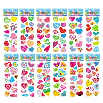 6 adet Sıcak 3D Sevimli Aşk Kalp Şekli Sticker Oyuncak Çocuklar DIY Kabarcık PVC Çıkartmalar Güzel Ödül Çocuk Çocuk