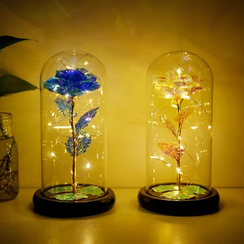 Galaxy gül çiçek ışık yapay gül lamba led ışık dize kristal gül benzersiz hediyeler kadınlar için