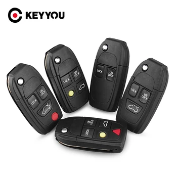 KEYYOU 2/3/4/5 Düğmeler Yedek Modifiye Araba Akıllı Uzaktan Çevirme Katlanır Anahtar Kabuk Durumda Volvo XC70 XC90 V40 V50 V70 S60 S80